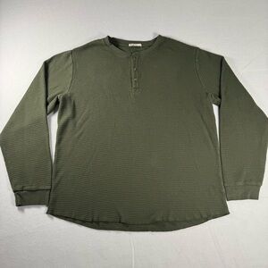 Marine Layer Men’s M Olive Waffle‑Knit Long‑Sleeve Henley